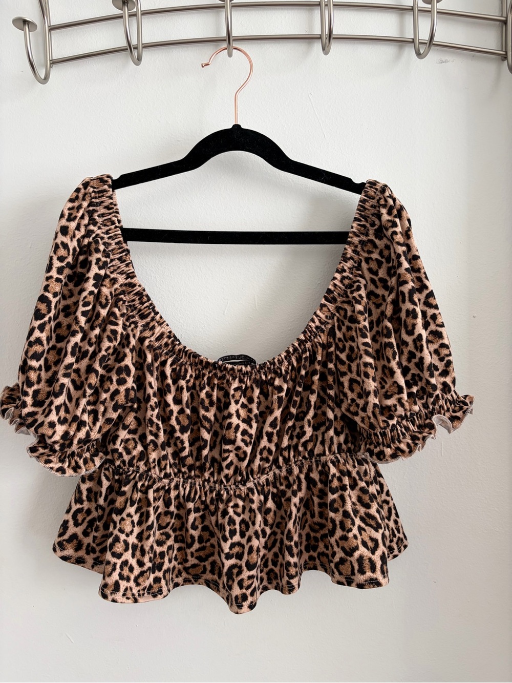Urban Outfitters Leopard Tie-Front Peplum Top - Brown & Black - Picture 2 of 5